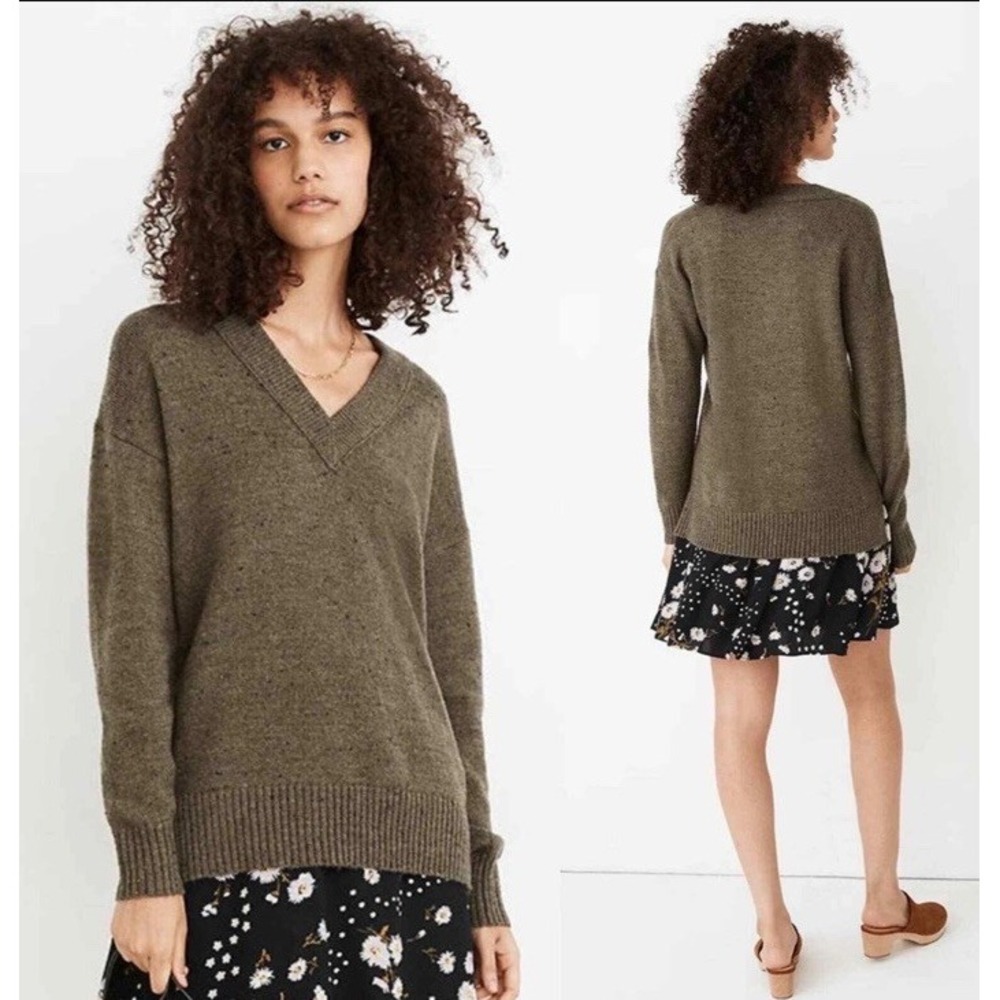 Madewell Donegal‎ Bartlett V-Neck Pullover Sweater in Coziest Yarn Gray Size L - Picture 12 of 12